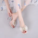 Summer Transparent Style Sexy Open Toe Thin Heel Sandals New Style Rhinestone Outer Wear Banquet Wine Glass Heel - Image 2