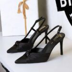 European and American Style Banquet Silks and Satins Bow Stiletto High Heels - Image 3