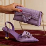 Premium Bridal combo set African Pointed-Toe Women's Shoes + Bag Set, Exquisite Diamond Buckle Paired with Faux Silk Fabric, Stiletto Pointed-Toe Shoes - Image 5