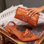 Premium Bridal combo set African Pointed-Toe Women's Shoes + Bag Set, Exquisite Diamond Buckle Paired with Faux Silk Fabric, Stiletto Pointed-Toe Shoes - Image 8