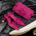 Premium Bridal combo set African Pointed-Toe Women's Shoes + Bag Set, Exquisite Diamond Buckle Paired with Faux Silk Fabric, Stiletto Pointed-Toe Shoes - Image 7