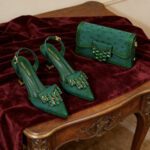 Premium Bridal combo set African Pointed-Toe Women's Shoes + Bag Set, Exquisite Diamond Buckle Paired with Faux Silk Fabric, Stiletto Pointed-Toe Shoes - Image 4