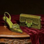 Premium Bridal combo set African Pointed-Toe Women's Shoes + Bag Set, Exquisite Diamond Buckle Paired with Faux Silk Fabric, Stiletto Pointed-Toe Shoes - Image 6