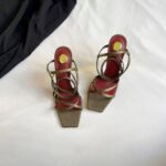 YSL Gold letter heel sandals for women - Image 7