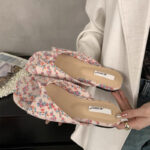 Floral retro flat slippers for women