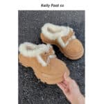 Fur and leather thick-soled snow bow shoes - Image 4