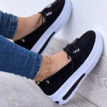 thick bottom round toe front lace-up casual shoes