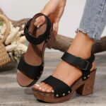 mouth belt buckle rivet waterproof platform beach sandals - Image 5