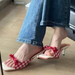 Bowknot red women's shoes