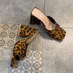 Square head high heel slippers for women
