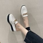 size casual no-heel chain platform slippers - Image 5