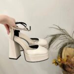 square head buckle strap single shoes
