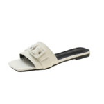 denim blue square buckle flat shoes - Image 2