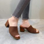 high heel square head sandals