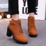 thick heel side zipper short barrel Martin boots
