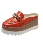 size casual no-heel chain platform slippers