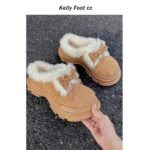 Fur and leather thick-soled snow bow shoes