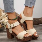 mouth belt buckle rivet waterproof platform beach sandals