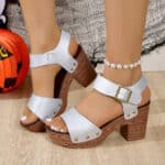 mouth belt buckle rivet waterproof platform beach sandals - Image 4