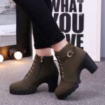 thick heel side zipper short barrel Martin boots - Image 4