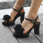 new flower buckle high heel sandals women's - Image 2