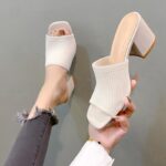 high heel square head sandals - Image 4