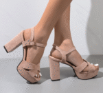 pink and beige one-strap sandals - Image 2