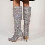 Stiletto pointed side zipper fashion women's boots knee boots - Image 4