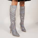 Stiletto pointed side zipper fashion women's boots knee boots - Image 3