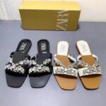 Zara summer rhinestone flat slippers - Image 2