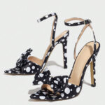Polka dot silk texture, exquisite bow heel - Image 9