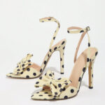 Polka dot silk texture, exquisite bow heel - Image 10