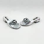Elegant thick heel round toe flower sandals - Image 9