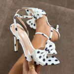 Polka dot silk texture, exquisite bow heel