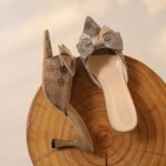 Stiletto Large Size Bowknot Slip-On Fashion Sandals - Image 5