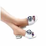Elegant thick heel round toe flower sandals - Image 4