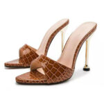 Cross-border 2025 new European and American sexy snakeskin pattern pointed pencil heel - Image 6