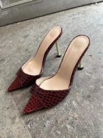 Cross-border 2025 new European and American sexy snakeskin pattern pointed pencil heel - Image 2