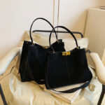 Ladies shoulder handbag tote bag large capacity suede commuter - Image 2