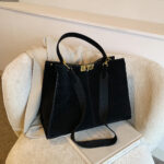 Ladies shoulder handbag tote bag large capacity suede commuter - Image 6