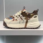 American street style leather and fabric patchwork casual sneakers, stylish and understated elastic dad shoes, trendy and fashionable men's sneakers - Image 6