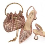 Venus Chan Bridal combo,women's shoes with open back electroplated heel + rhinestone bucket handbag - Image 7