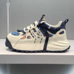American street style leather and fabric patchwork casual sneakers, stylish and understated elastic dad shoes, trendy and fashionable men's sneakers - Image 7