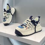 American street style leather and fabric patchwork casual sneakers, stylish and understated elastic dad shoes, trendy and fashionable men's sneakers - Image 4