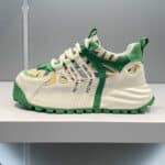 American street style leather and fabric patchwork casual sneakers, stylish and understated elastic dad shoes, trendy and fashionable men's sneakers - Image 5