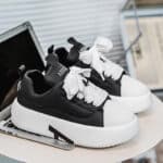Spring Casual Shoes Round Toe Lace-up Chunky Sole Dad Shoes Personalized Solid Color Sneakers for Men - Image 3