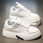 Spring Casual Shoes Round Toe Lace-up Chunky Sole Dad Shoes Personalized Solid Color Sneakers for Men - Image 6