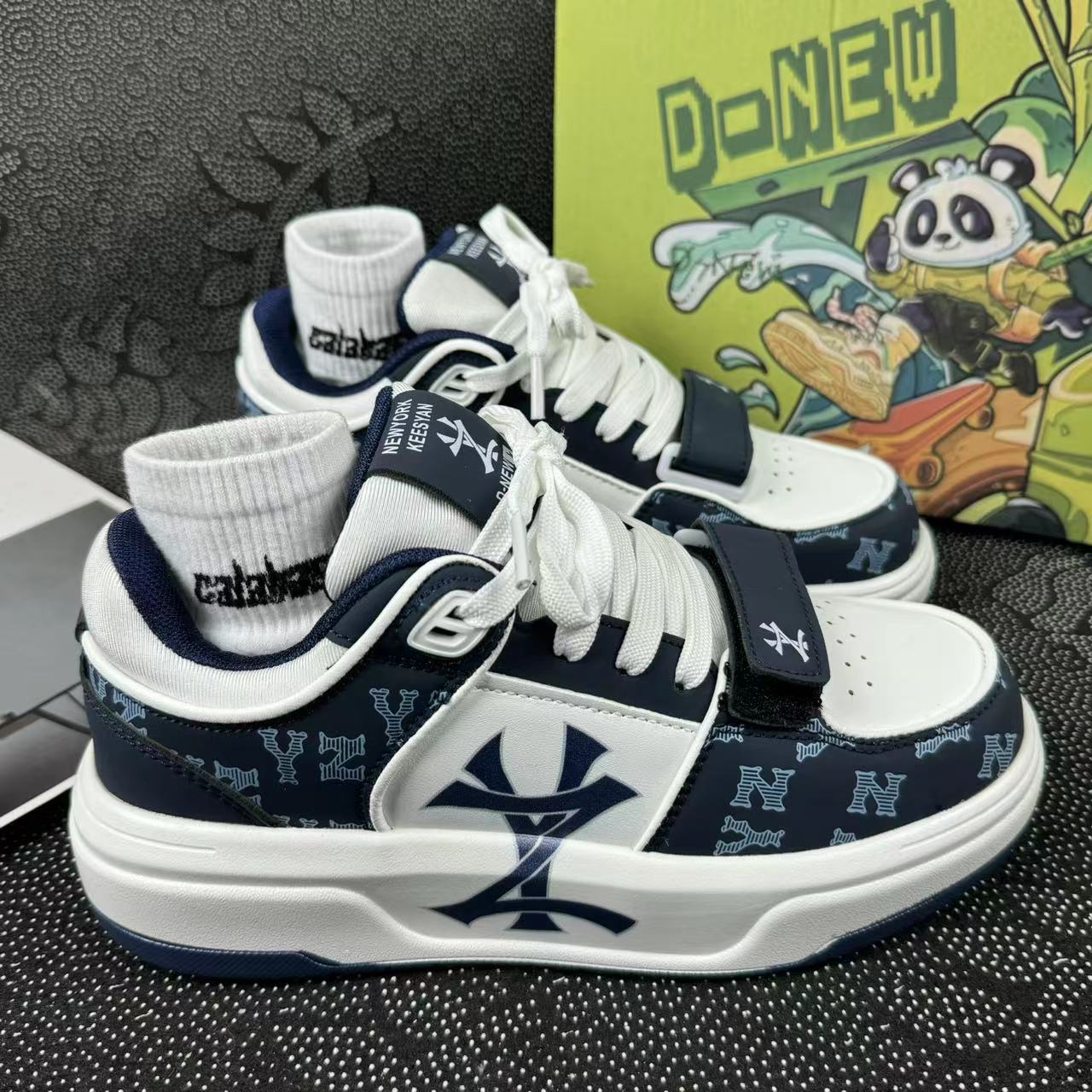 sku-Navy blue-3 Unisex height-increasing, casual, lightweight, sporty dad shoes - Image 1