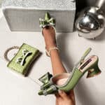 Premium olive bridal combo with rhinestone bow