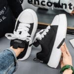 Spring Casual Shoes Round Toe Lace-up Chunky Sole Dad Shoes Personalized Solid Color Sneakers for Men